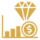Wealth represented by chart and symbols